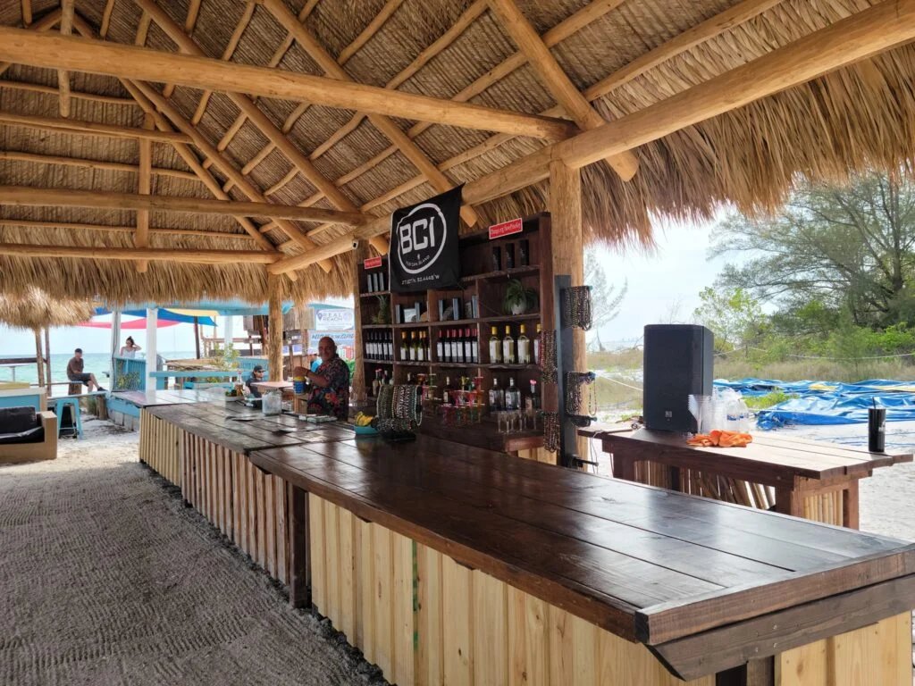 The tiki bar on Beer Can Island in Tampa Bay, Florida