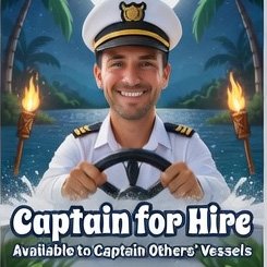 Captain for hire, available to captain others' vessels