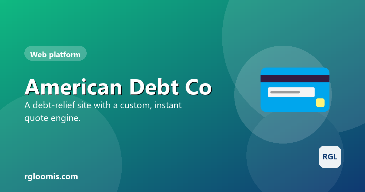 American Debt Co — debt-relief website with a custom quote engine by RG Loomis